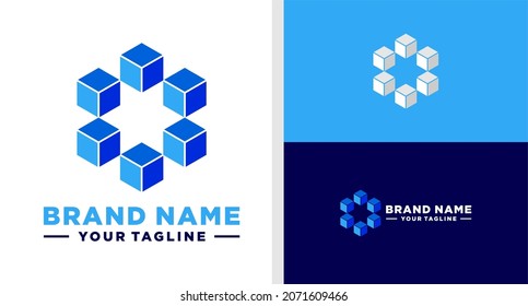 HEXAGONAL LOGO STAR NEGATIVE SPACE CONNECTED EDITABLE