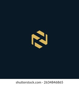 Hexagonal logo with stylized letterform