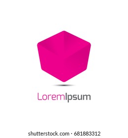 hexagonal logo template in 3d style, cube 3d icon.