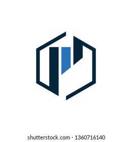 hexagonal m abstract vector logo