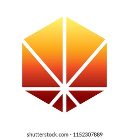 Hexagonal marijuana cannabis logo icon vector.