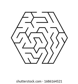 Un laberinto hexagonal, 5 pasillos anchos con células triangulares y sin solución