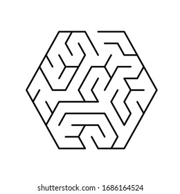 Un laberinto hexagonal, 5 pasillos anchos con células triangulares y sin solución