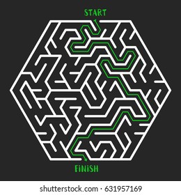 Hexagonal Maze Game background. Labyrinth with Entry and Exit. Vector Illustration.