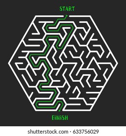 Hexagonal Maze Game background. Labyrinth with Entry and Exit. Vector Illustration.