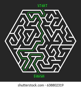 Hexagonal Maze Game background. Labyrinth with Entry and Exit. Vector Illustration.