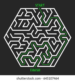 Hexagonal Maze Game background. Labyrinth with Entry and Exit. Vector Illustration.
