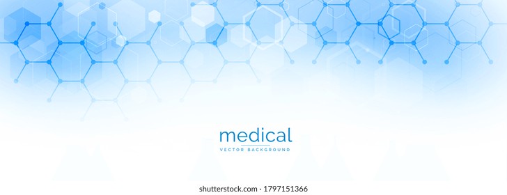 hexagonal medical science and healthcare banner design