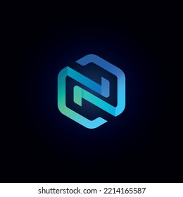 Gradiente moderno exagerado en el concepto de diseño del logo del vector de letra