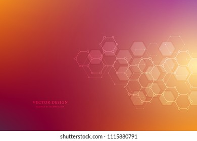 Hexagonal molecular structure for medical, science and digital technology design. Abstract geometric vector background