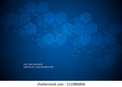 Hexagonal molecular structure for medical, science and digital technology design. Abstract geometric vector background