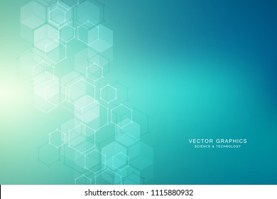 Hexagonal molecular structure for medical, science and digital technology design. Abstract geometric vector background