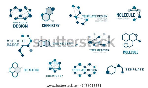 Hexagonal\
molecule badge. Molecular structure logo, molecular grids and\
chemistry hexagon molecules templates. Dna macromolecule, science\
bio code logo. Isolated vector symbols\
set