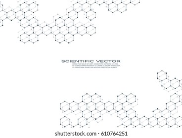 Hexagonal molecule DNA. Molecular structure of neurons system. Genetic and chemical compounds. Chemistry, medicine, science and technology concept. Geometric abstract background. Vector illustration