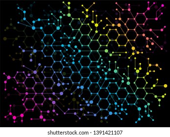 Hexagonal molecule structure of DNA. Geometric abstract background