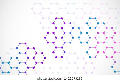Hexagonal molecules background, molecular structure of DNA. Vector illustration