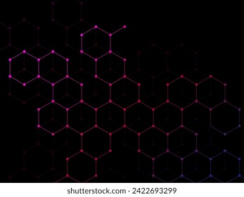 Hexagonal molecules background, molecular structure of DNA. Vector illustration
