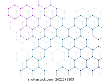 Hexagonal molecules background, molecular structure of DNA. Vector illustration