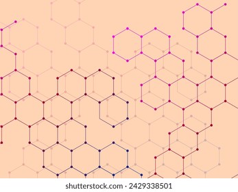 Hexagonal molecules background, molecular structure of DNA. Vector illustration