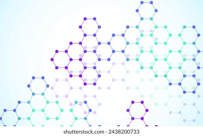 Hexagonal molecules background, molecular structure of DNA. Vector illustration