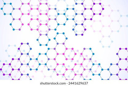 Hexagonal molecules background, molecular structure of DNA. Vector illustration