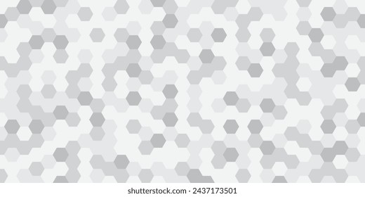 Sechseckiger Mosaikhintergrund, grau-weiße Farbanmerkung, abstrakter geometrischer Hintergrund. Vektorgrafik.