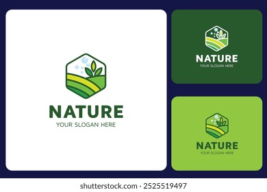 Hexagonal Nature Logo Design Template