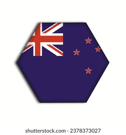 Hexagonal New Zealand flag icon vector illustration