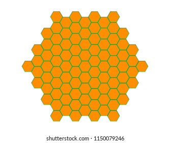 Hexagonal object of hexagons. Isolated on white background. Vector illustration.