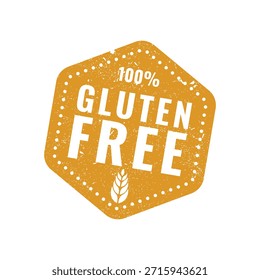 Hexagonal laranja grunge crachá 100 por cento Gluten rótulo de comida livre