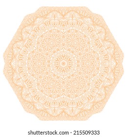 Hexagonal orange ornament on a white background
