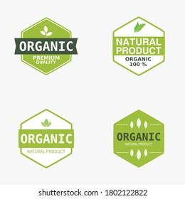 
Hexagonal organic natural product emblem set 