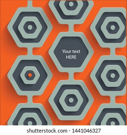 Hexagonal ornament on bright background. Vector  illustration. EPS10