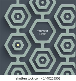 Hexagonal ornament on grey background. Vector  illustration. EPS10