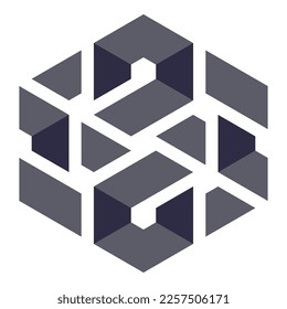  Hexagonal Packed Triangles 3d illusion abstract illustration