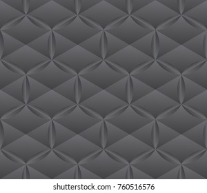 Hexagonal parametric background. Geometric seamless pattern with gradient hexagons in circle. Vector lattice, 3d realistic texture. Modern engraved metal effect.