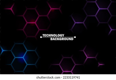 fondo de tecnología abstracta de patrón hexagonal. Antecedentes de la tecnología de datos. Conectando puntos y líneas en el fondo oscuro. Ilustración vectorial. Vector de innovación del concepto de comunicación EP.2.hi-tech 