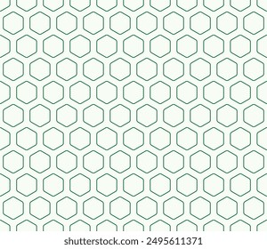 Fondo de patrón hexagonal. Color verde en el fondo a juego. Celdas de mosaico de hexágonos redondeados con relleno. Formas hexagonales. Patrón sin costuras. Ilustración vectorial con mosaico.