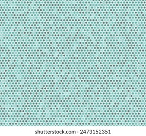 Hexagonal pattern background. Hexagon mosaic cells with padding and inner solid cells. Green color tones. Small hexagon geometric shapes. Tileable pattern. Seamless vector illustration.