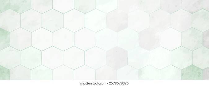 Hexagonal pattern background, light green background with a soft, textured background. Green and white tones create a calming effect. Minimal marble texture with hexagon pattern background vector