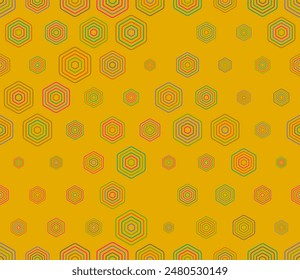 Hexagonal pattern background. Multicolored geometric elements of varied size. Rounded stacked hexagons mosaic cells. Hexagonal cells. Tileable pattern. Seamless vector illustration.