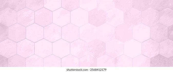 Hexagonal pattern background, pastel pink background with a soft, textured style. Pink color enhances the geometric background design. Minimal marble texture with hexagon pattern background vector.
