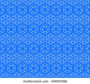 hexagonal pattern. blue color background. vector. for design, banner, presentation