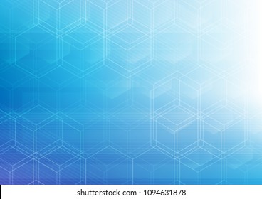 Hexagonal pattern overlapping as network, Technology abstract, Sci-fi and communication concept, Vector illustration background.