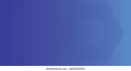 Hexagonal Pattern With Symmetrical Lines on Gradient Blue Background