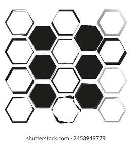 Hexagonal pattern variety. Geometric honeycomb array. Abstract hexagon set. Vector illustration. EPS 10.