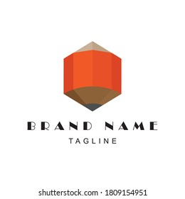 Logo del lápiz hexagonal. Es un logotipo idéntico de lápiz y puede utilizarse para la identidad empresarial.