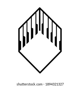 Hexagonal piano tile icon, logo template.