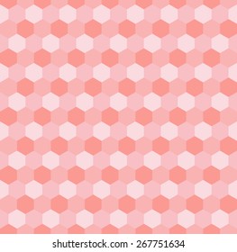 Hexagonal pink mosaic seamless background. Vector illustration.