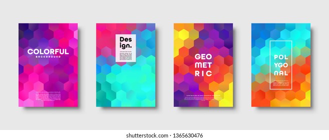 Hexagonal polygonal abstract background. Colorful triangle gradient design. Low poly hexagon shape banner. Vector illustration.